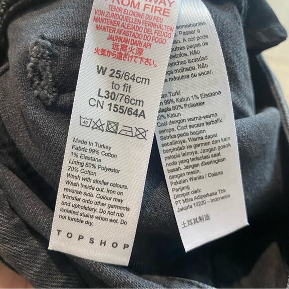 Topshop Straight Washed Black Ankle Jeans 25 - Picture 7 of 10